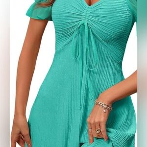 NWOT- Off Shoulder Teal Maxi Dress medium / turquoise dress